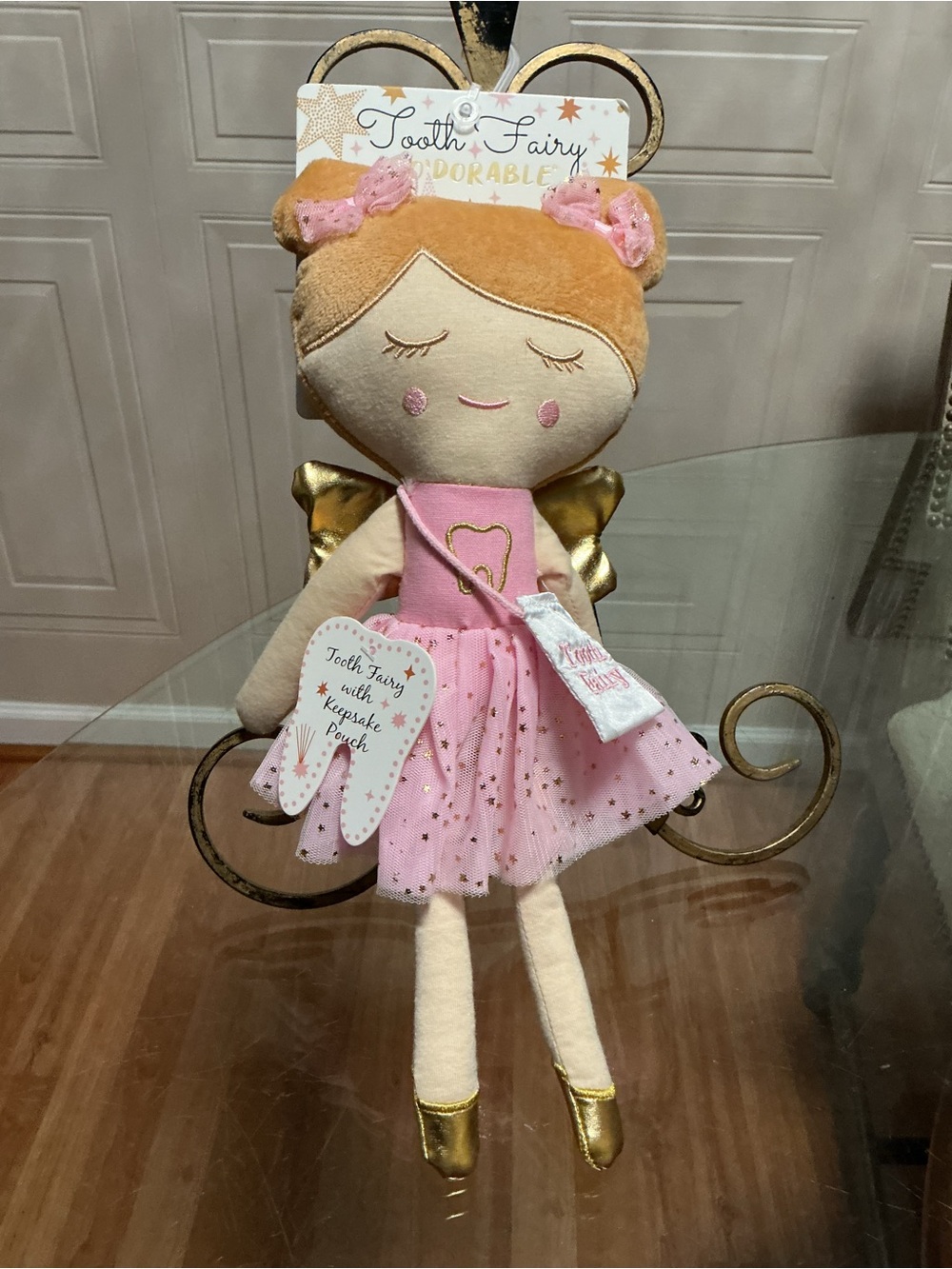 NEW Tooth Fairy Tooth 14" Plush Stuffed Toy w/ Wings Wand & Tooth Holder Bag